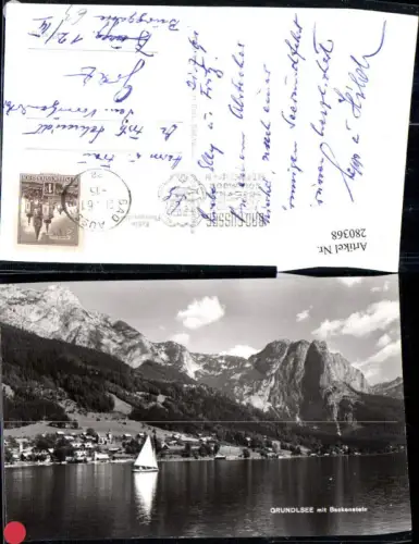 280368,Grundlsee Totale m. Backenstein Bergkulisse Segelboot