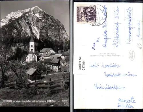 287464,Pürgg im Ennstal Totale Kirche m. Grimming Bergkulisse