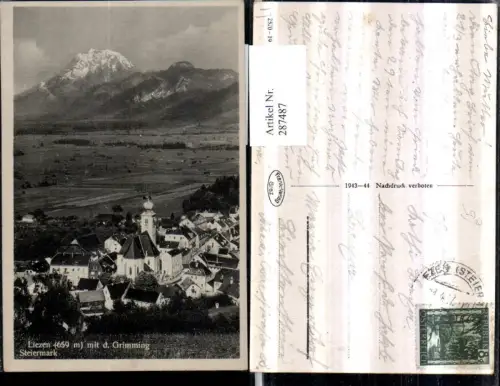 287487,Liezen Teilansicht m. Grimming Bergkulisse