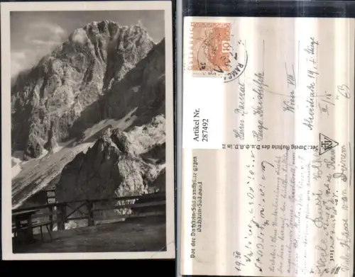 287492,Vor der Dachstein-Südwandhütte geg. Dachstein-Südwand b. Ramsau