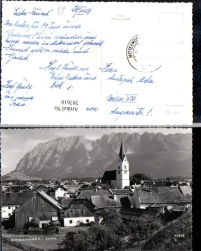 287610,Mitterndorf Totale Kirche Bergkulisse
