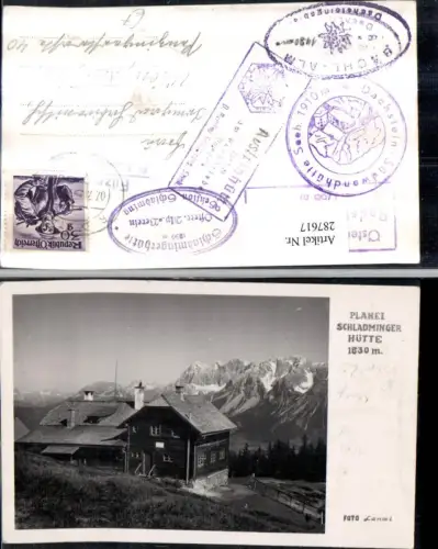 287617,Planai Schladminger-Hütte Berghütte Bergkulisse b. Haus Austriahütte Stempel