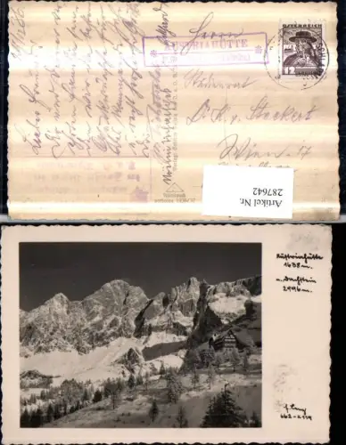 287642,Austriahütte Berghütte m. Dachstein Bergkulisse Winterbild Postablage Ramsau b. Schladming