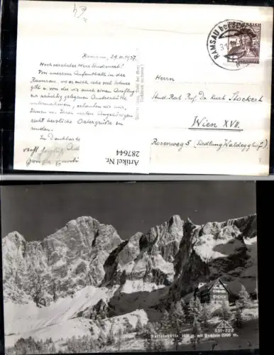 287644,Austriahütte Berghütte m. Dachstein Bergkulisse Winterbild b. Ramsau