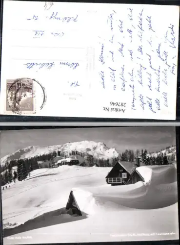 287646,Tauplitzalm b. Tauplitz Theodor K. Hollhaus m. Lawinenstein Bergkulisse Winterbild