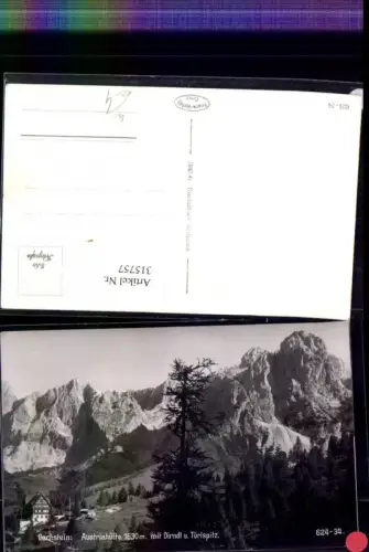 315757,Dachstein Austriahütte Berghütte b. Ramsau m. Dirndl u. Türlspitz Bergkulisse