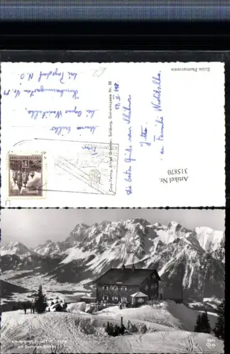 315870,Krummholz-Hütte Berghütte b. Haus m. Dachstein Bergkulisse Winterbild pub Cosy 9561