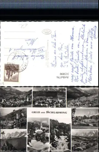 315890,Gruß aus Schladming Totale Sessellift Wasserfall Mehrbildkarte