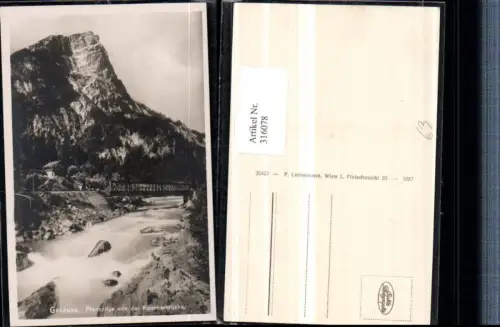 316078,Gesäuse Planspitze b. Johsnbach m. Kummerbrücke Brücke Bergkulisse