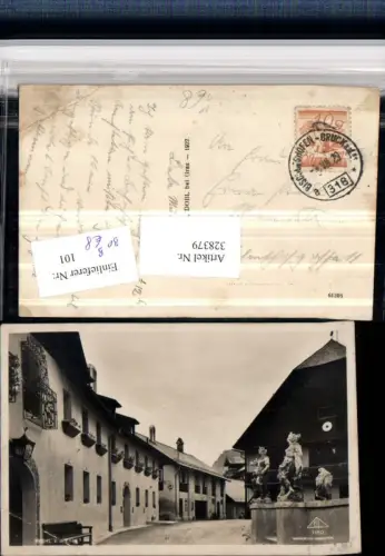 328379,Pichl an d. Enns Straßenansicht Statuen Bahnpost Zug 318 Bischofshofen – Bruck an d. Mur