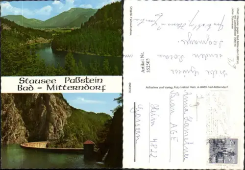 352503,Stausee geg. Bad Mitterndorf m. Lawinenstein Staumauer Mehrbildkarte