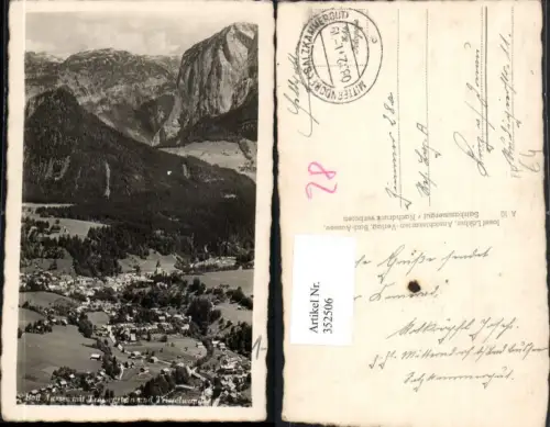 352506,Bad Aussee Totale m. Tressenstein u. Trisselwand Bergkulisse Feldpost Linz Reservelazarett
