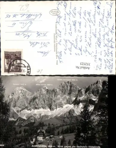 352525,Austriahütte Berghütte b. Ramsau geg. Dachstein Südwände Bergkulisse