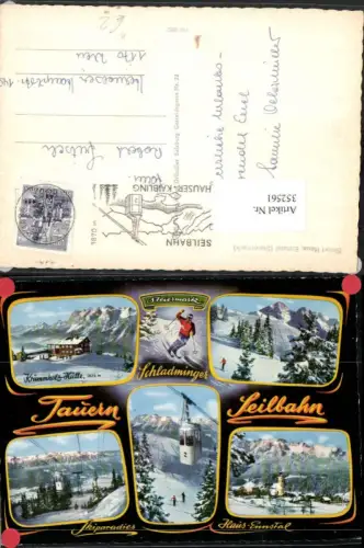 352561,Haus im Ennstal Totale Seilbahn Berghütte Skifahrer Mehrbildkarte