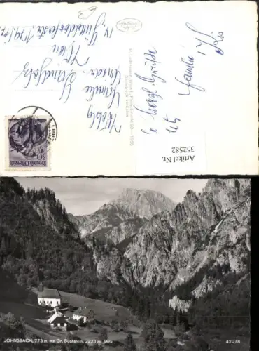 352582,Johnsbach Kirche m. Großen Buchstein Bergkulisse