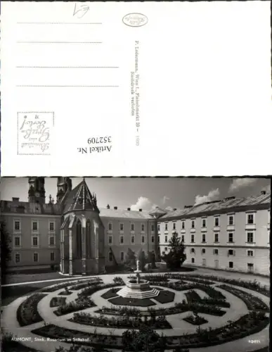 352709,Admont Stift Stiftshof Rosarium Garten Brunnen