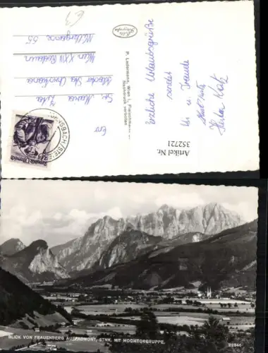 352721,Blick von Frauenberg auf Admont Totale m. Hochtorgruppe Bergkulisse