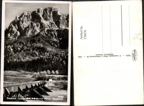 376676,Gesäuse Ennsbrücke Brücke m. Planspitze b. Johnsbach Bergkulisse