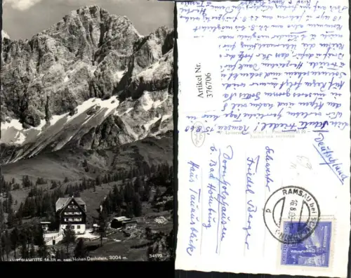 376706,Austriahütte Berghütte b. Ramsau geg. Hohen Dachstein Bergkulisse