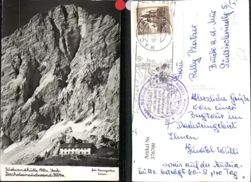 376709,Südwandhütte Berghütte b. Ramsau m. Dachstein Südwand Bergkulisse