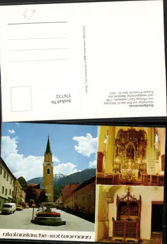 376732,Rottenmann Nikolauskirche Kirche Brunnen Mehrbildkarte