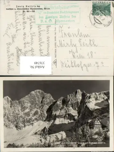 376749,Austria-Hütte Berghütte b. Ramsau m. Dachstein Bergkulisse Winterbild