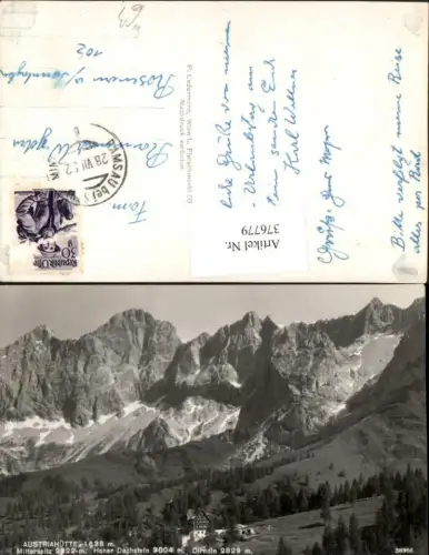 376779,Austriahütte Berghütte b. Ramsau m. Mitterspitz Dachstein Dirndln Bergkulisse