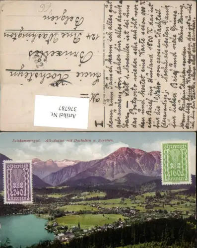 376787,Altaussee Totale m. Dachstein u. Sarstein Bergkulisse pub F. E. Brandt 613