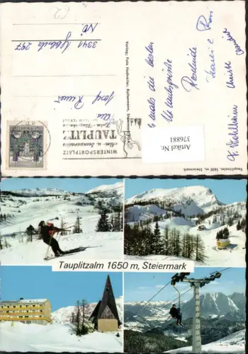 376881,Tauplitzalm b. Tauplitz Skilift Sessellift Kirche Winterbilder Mehrbildkarte