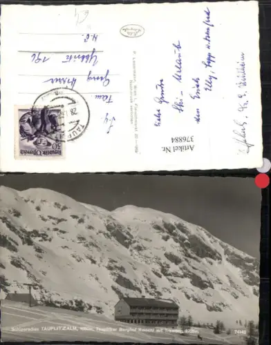 376884,Tauplitzalm b. Tauplitz Berghof Reischl m. Traweng Bergkulisse Winterbild