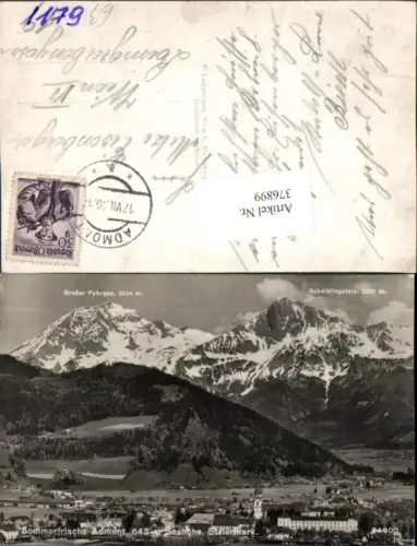 376899,Admont Totale m. Pyhrgas u. Scheiblingstein Bergkulisse