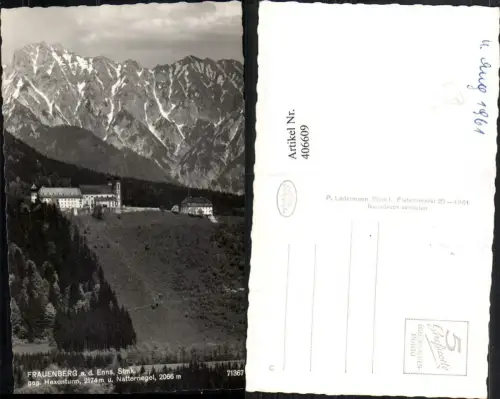 406609,Frauenberg an d. Enns Kirche geg. Hexenturm Bergkulisse