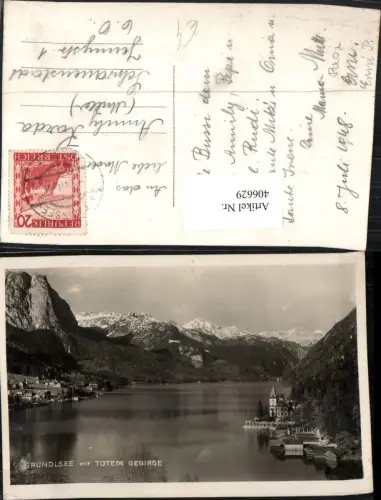 406629,Grundlsee Teilansicht See m. Totem Gebirge Bergkulisse