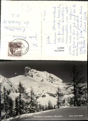 406672,Tauplitzalm b. Tauplitz Sturzhahn Bergkulisse Winterbild Bahnpost Zug Stainach – Attnang