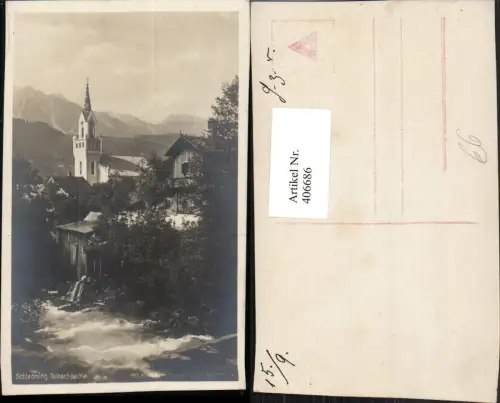 406686,Schladming Talbach Partie Kirche Bergkulisse