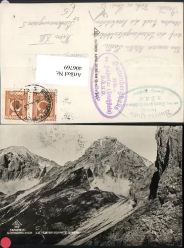 406769,Guttenberg-Haus Berghütte b. Ramsau Bergkulisse Bahnpost Bischofshofen – Bruck Mur