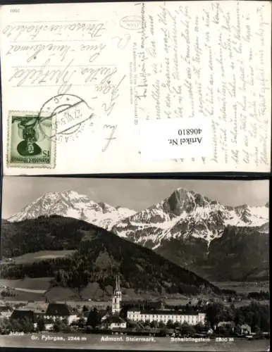 406810,Admont Teilansicht m. Pyhrgas u. Scheiblingstein Bergkulisse