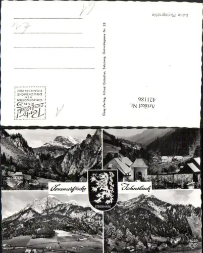 421186,Johnsbach Totale Kirche Bergkulissen Mehrbildkarte pub Cosy 3223