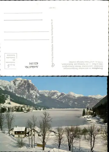421191,Grundlsee Teilansicht See Bergkulisse Winterbild