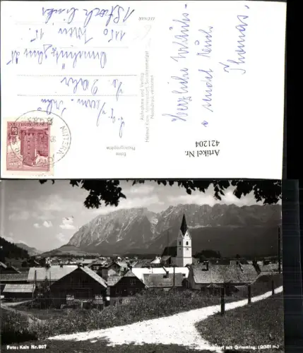421204,Mitterndorf Teilansicht m. Grimming Bergkulisse pub Helmut Kain 937