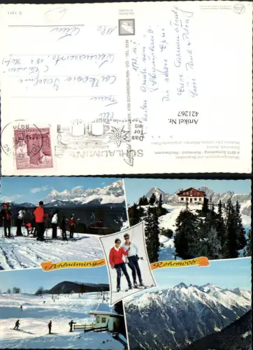 421267,Schladming Rohrmoos Hochwurzen Skipiste Skifahrer Mehrbildkarte