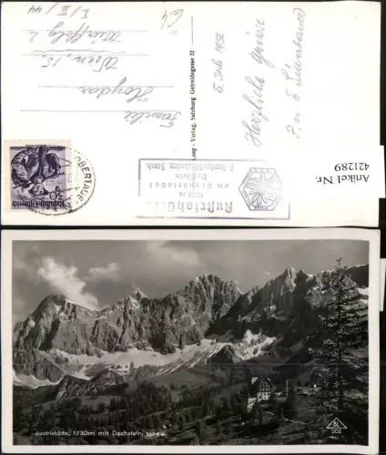 421289,Austriahütte Berghütte b. Ramsau m. Dachstein Bergkulisse