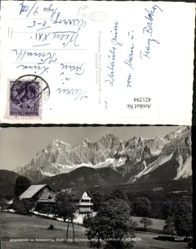 421294,Rohrmoos b. Schladming Gasthof Schwaiger geg. Dachstein Bergkulisse