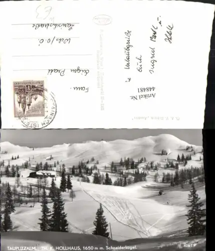 448481,Tauplitzalm b. Tauplitz Hollhaus Berghütte Bergkulisse Winterbild