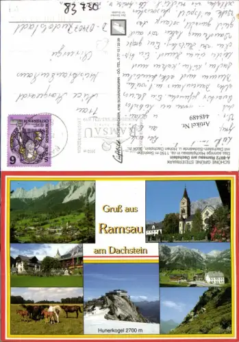 448489,Ramsau am Dachstein Totale Kirche Pferde Mehrbildkarte