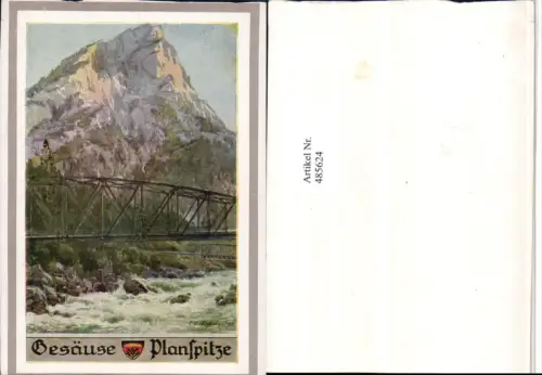 485624,Künstler AK E.F. Hofecker Gesäuse Planspitze b. Johnsbach Brücke
