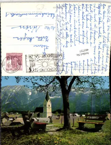 485757,Mitterndorf Teilansicht Kirche m. Grimming Bergkulisse