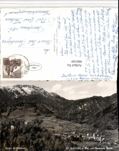 488109,St. Gallen Totale Ruine Gallenstein m. Maiereck Bergkulisse