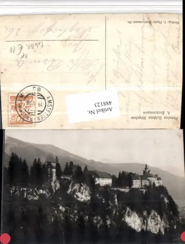 488123,Foto AK Schloss Strechau b. Rottenmann Bahnpost Zug 65 Amstetten – Bruck/Mur