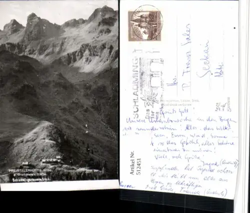 512451,Preintalerhütte Berghütte b. Schladming geg. Greifenstein Bergkulisse